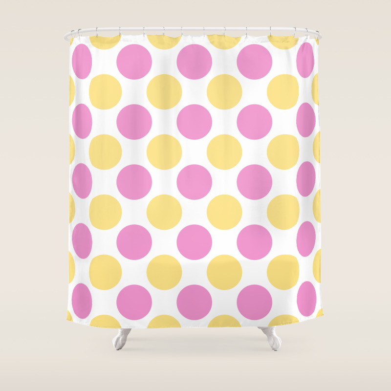 Yellow And Pink Polka Dots Shower Curtain By Sunshineprints Society6
