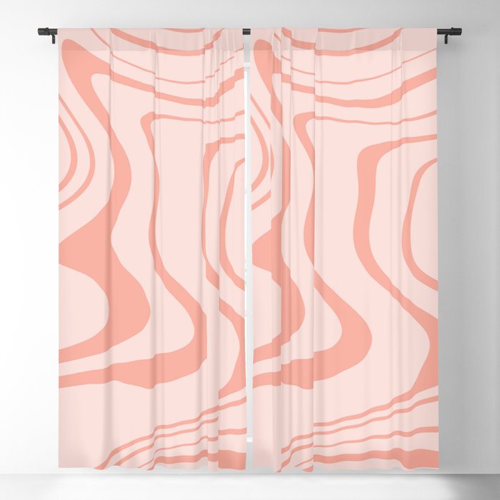 Peachy Liquid Swirl Blackout Curtain