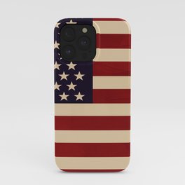 American Flag Vintage Americana Red Navy Blue Beige iPhone Case