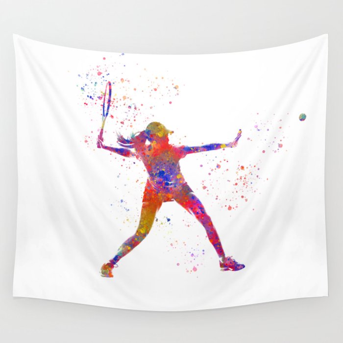 Female tennis player in watercolor Wall Tapestry