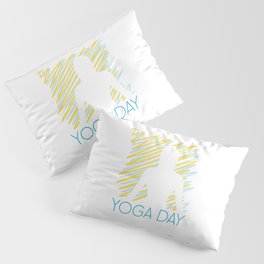 International yoga day scribbled art yoga pose silhouette in relaxing soft green color Pillow Sham