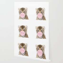 Baby Tiger Blowing Bubble Gum Print by Zouzounio Art Wallpaper