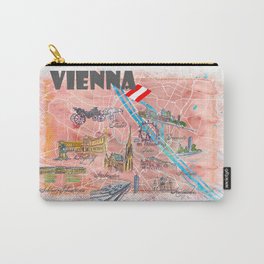 Vienna Austria Illustrated Map with Main Roads Landmarks and Highlights Carry-All Pouch