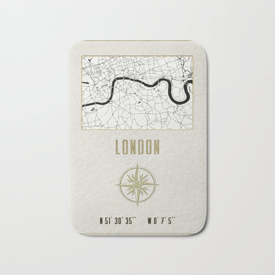 London - Vintage Map and Location Bath Mat