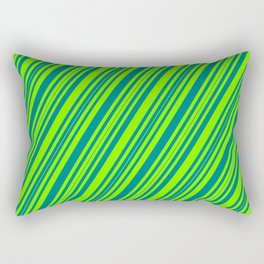 [ Thumbnail: Chartreuse & Teal Colored Stripes/Lines Pattern Rectangular Pillow ]