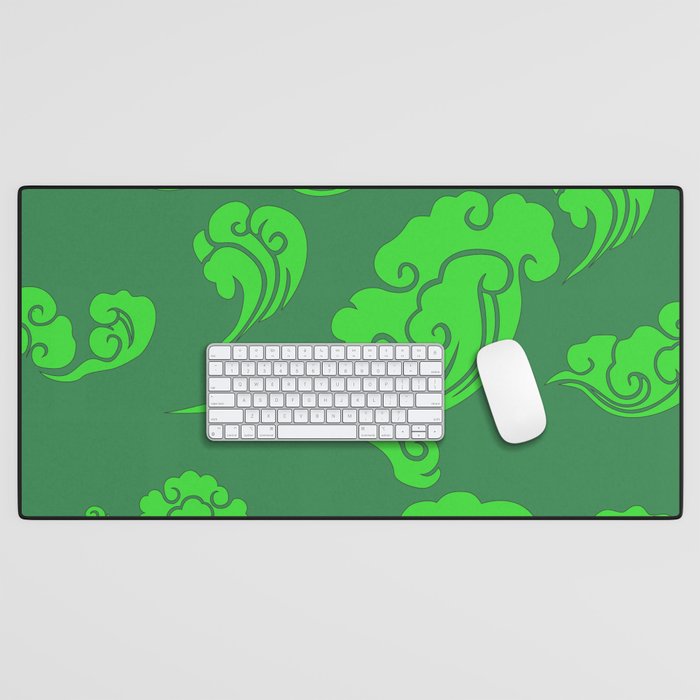 Cloud Swirls - Green Desk Mat