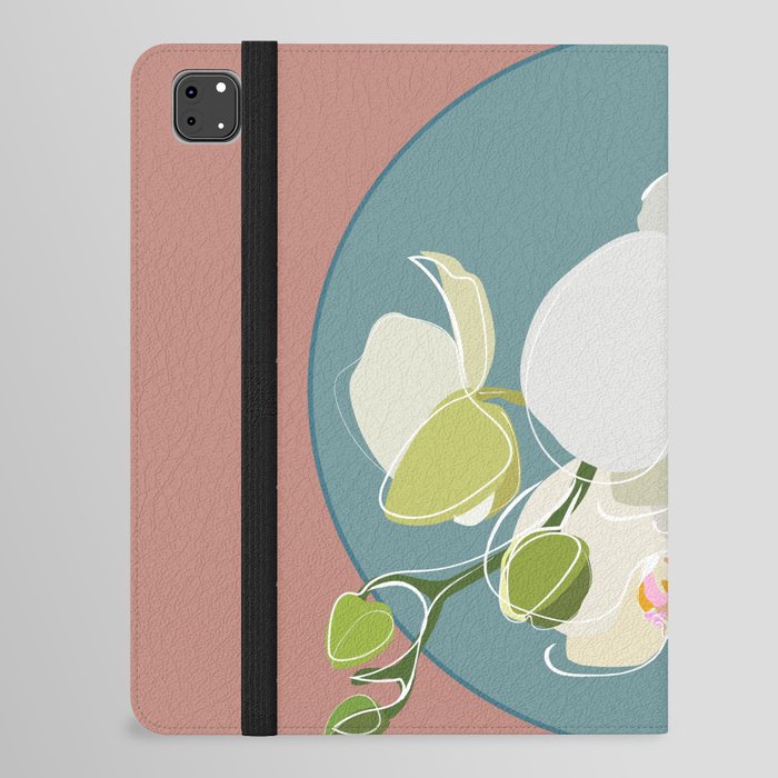 Orchid - Floral Art Design on Blue and Red iPad Folio Case