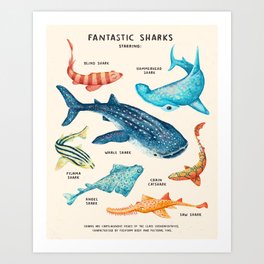 FANTASTIC SHARKS Art Print