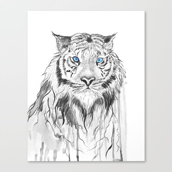 Tiger, black and white Canvas Print
