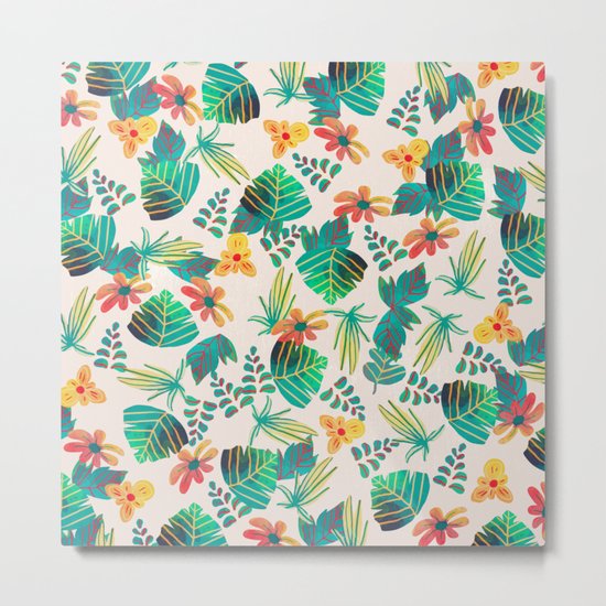 Leaves and Flowers Metal Print