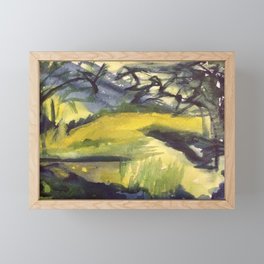 A Day by the Pond Abstract Painting Framed Mini Art Print