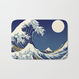 Rogue Wave at Kanagawa Bath Mat | Woodcut, Kanagawa, Hokusai, Roguewave, Graphicdesign, Moonadded, Ancientjapanese, Mountfuji, Greatwave 