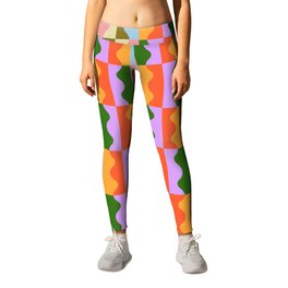 Funky Wavy Color Block Pattern Leggings | Curated, Wavy, Pattern, Colorful, Abstract, Graphicdesign, Organic, Retro, Matisse, Modern 