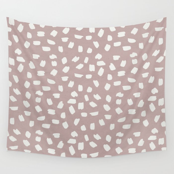 Simply Ink Splotch Lunar Gray on Clay Pink Wall Tapestry