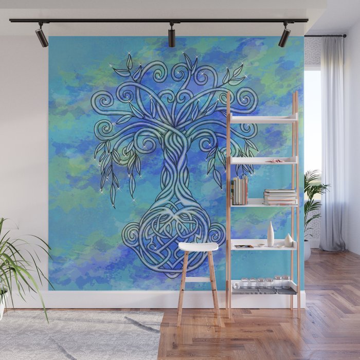 Celtic Tree of Life Sky Colored Wall Mural