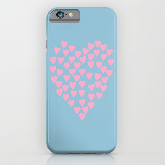 Hearts Heart Pink on Blue iPhone & iPod Case