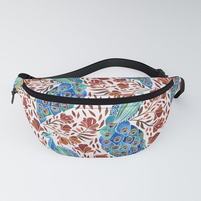 Graceful Peacock – Blue & Rose Gold Fanny Pack