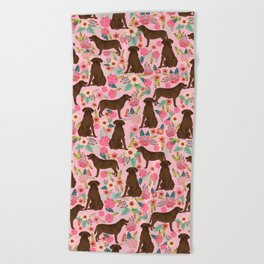 Chocolate Labrador Retriever dog floral gifts must haves chocolate lab lover Beach Towel