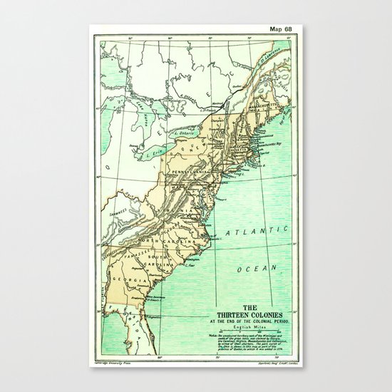 Vintage American Colonies Map - 1775 Canvas Print