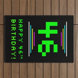 [ Thumbnail: 46th Birthday - Nerdy Geeky Pixelated 8-Bit Computing Graphics Inspired Look Outdoor Rug ]
