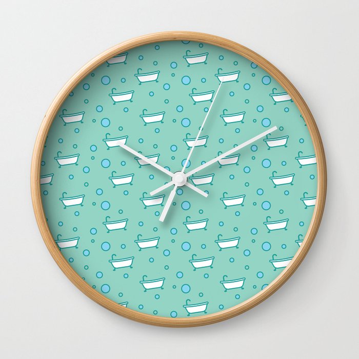 Rub a dub dub, bubbles and a bathtub (aqua) Wall Clock