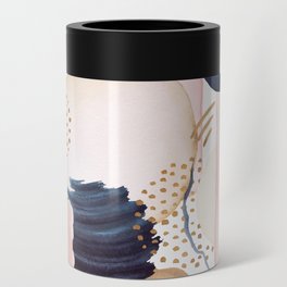 Watercolor dark blue and beige painted Abstract elements Can Cooler