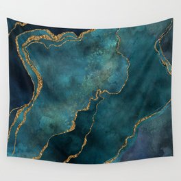 Golden Gemstone Glamour Mineral Wall Tapestry
