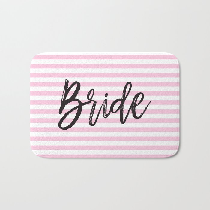 Bride Pink and White Stripes Bath Mat