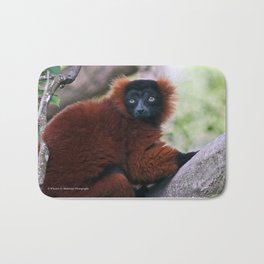 Red Ruffed Lemur Bath Mat | Lemur, Animal, Digital, Refruffed, Madagascar, Photo, Color 