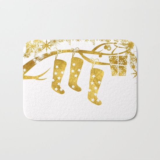 Gold Christmas 02 Bath Mat
