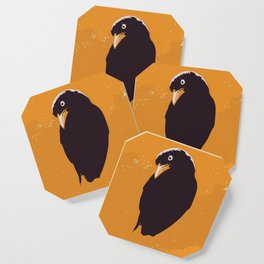 Raven in yellow and black art print Coaster