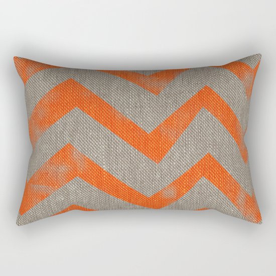 Orange chevron on linen Rectangular Pillow