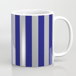 [ Thumbnail: Dark Gray & Midnight Blue Colored Lines Pattern Coffee Mug ]