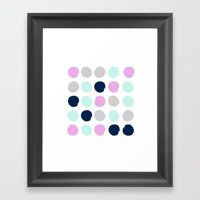 Minimal painted dots pattern bright happy gender neutral colors Framed Art Print