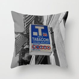 Blue Sign in Venice Black and White Photography Throw Pillow