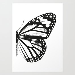 Monarch Butterfly | Right Butterfly Wing | Vintage Butterflies | Black and White | Art Print