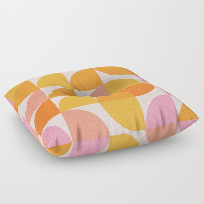 Mid Century Mod Geometry in Pink and Orange Floor Pillow