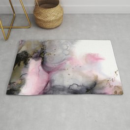 Rosegarden, romantic abstract in pink, blush and gray watercolor effect with gold colored accents Rug | Fluidart, Marbleeffect, Romanticcolors, Alcoholink, Roseblushpink, Softcolors, Painting, Pinkgraywatercolor, Pinkgraygold, Watercolor 