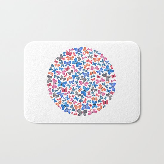Watercolour Butterflies. Bath Mat