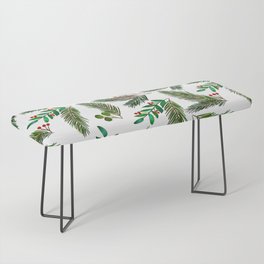 Christmas tree branches and berries pattern Bench
