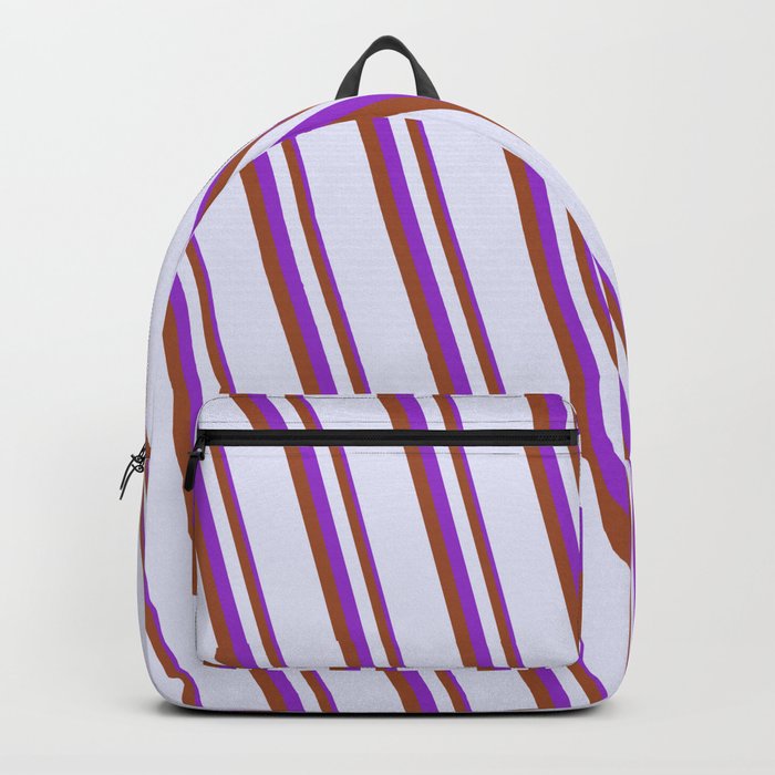 Dark Orchid, Sienna & Lavender Colored Stripes Pattern Backpack