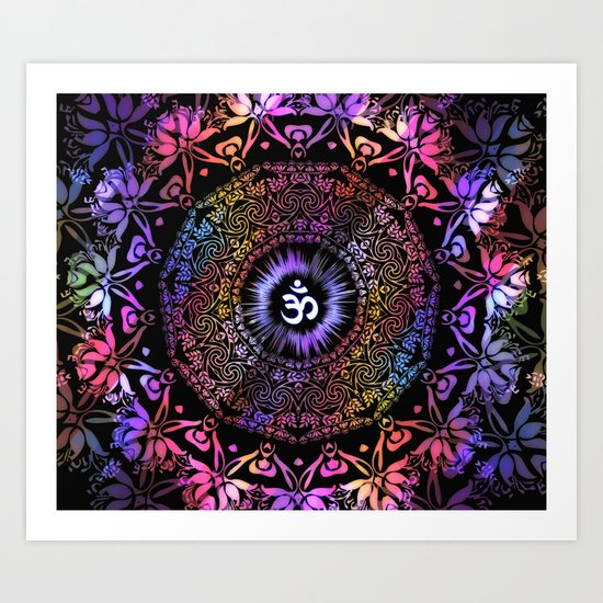 Dark Radiant Om Mandala Art Print