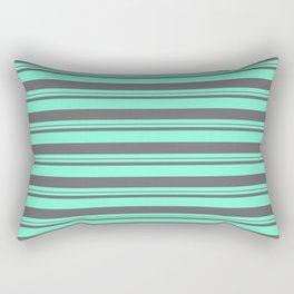 [ Thumbnail: Aquamarine & Dim Gray Colored Lines Pattern Rectangular Pillow ]