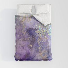 Watercolor Magic Comforter | Pattern, Ink, Painting, Magical, Blue, Sparkles, Holographic, Bedroom, Pastel, Digital 