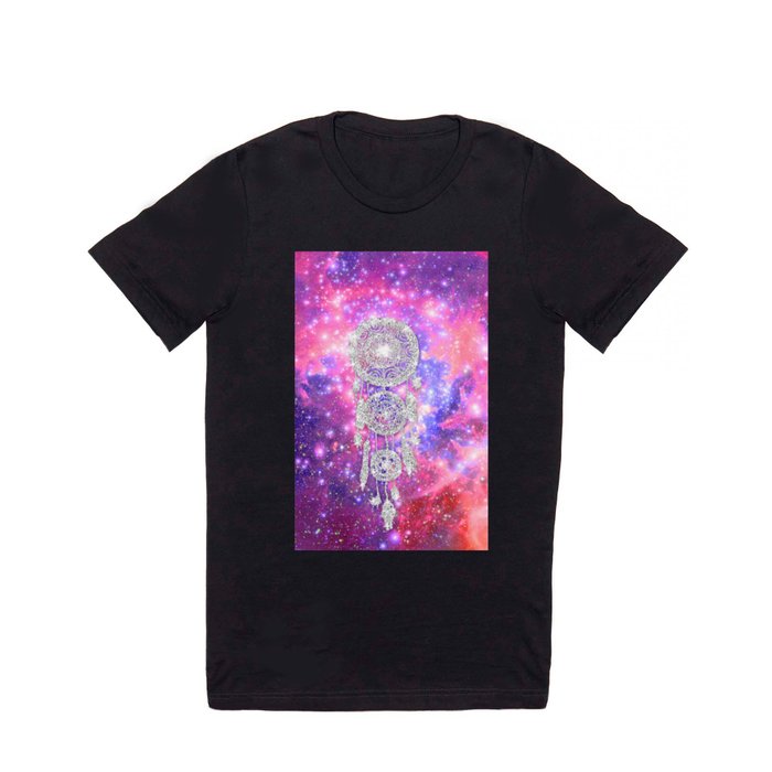 Galaxy Nebula Glitter dreamcatcher Pink Purple Space T Shirt