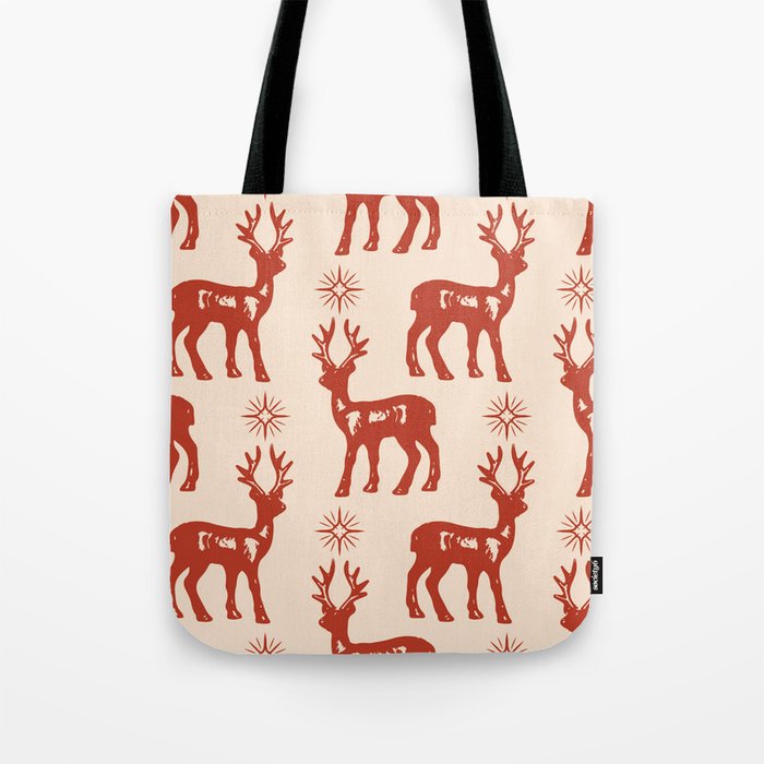 Christmas Reindeer Pattern Tote Bag