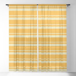 [ Thumbnail: Pale Goldenrod and Orange Colored Lines/Stripes Pattern Sheer Curtain ]