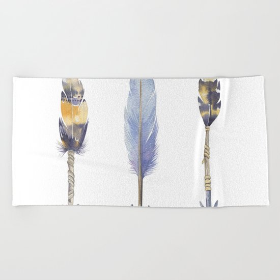 Watercolor bohemian arrows Beach Towel