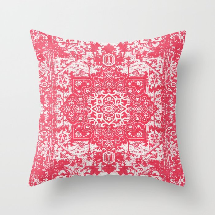 Pink Oriental Traditional Floral Moroccan Style Throw Pillow
