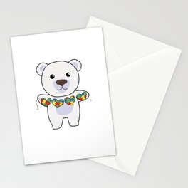 Autism Awareness Month Puzzle Heart Polar Bear Stationery Card